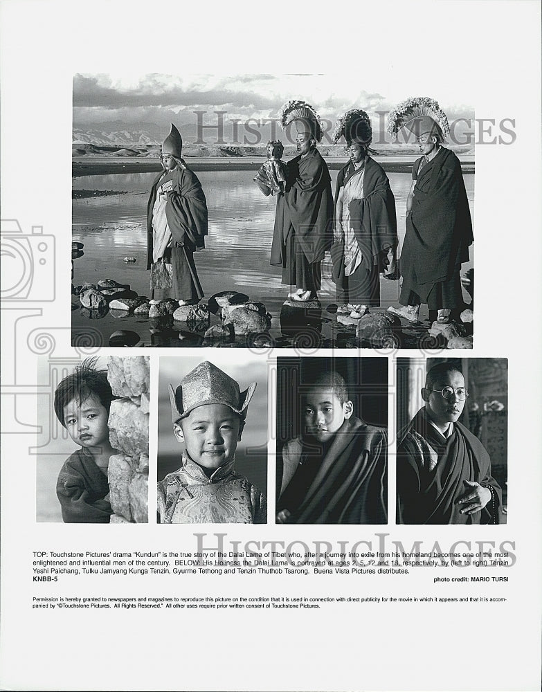 1997 Press Photo T. Paichang, T. Tenzin, G. Tethong, T. Tsarong &quot;Kundun&quot; - Historic Images