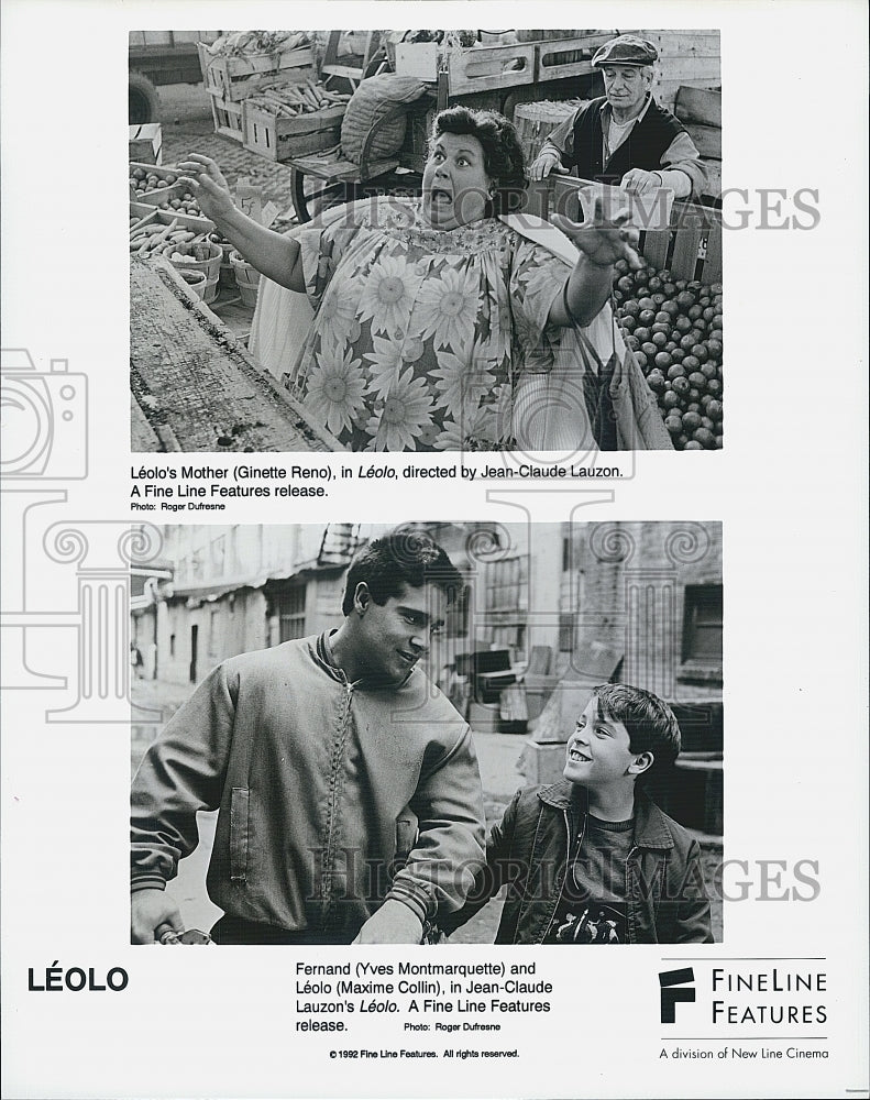 1992 Press Photo Ginette Reno Yves Montmarquette and Maxime Collin in &quot;Leolo&quot; - Historic Images