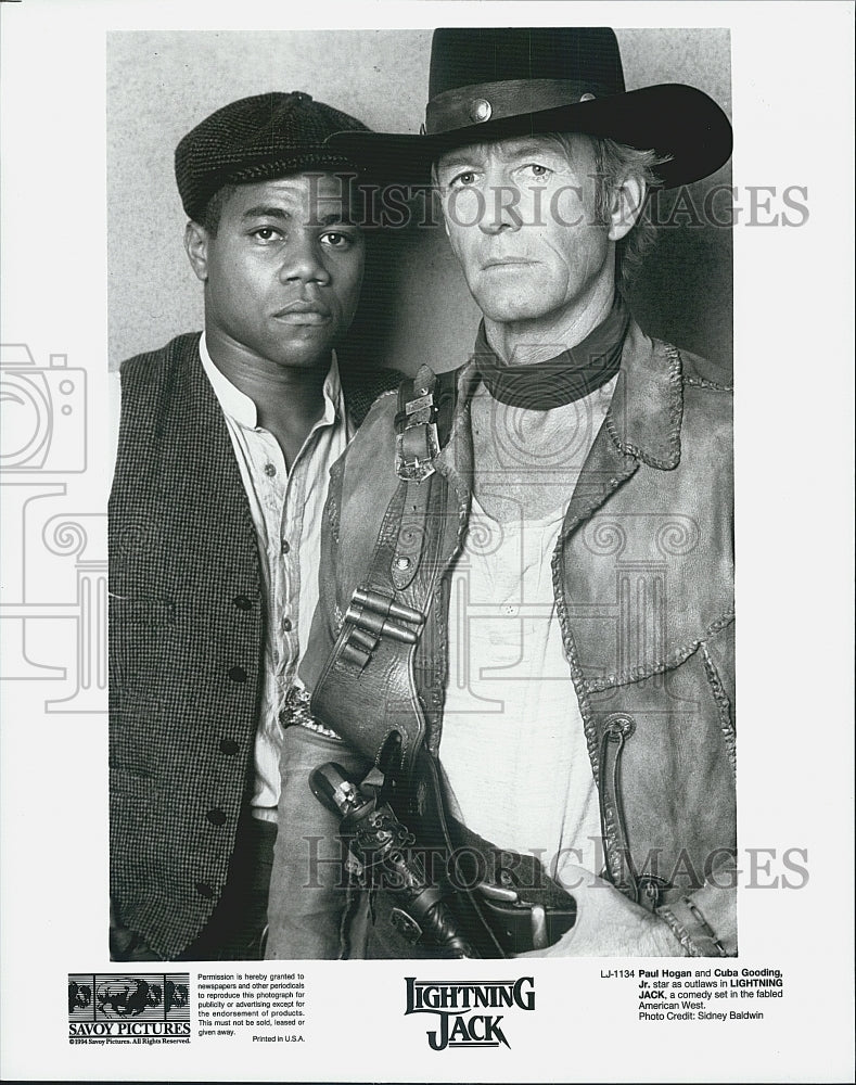 1994 Press Photo Paul Hogan and Cuba Gooding in "Lightning Jack" - Historic Images