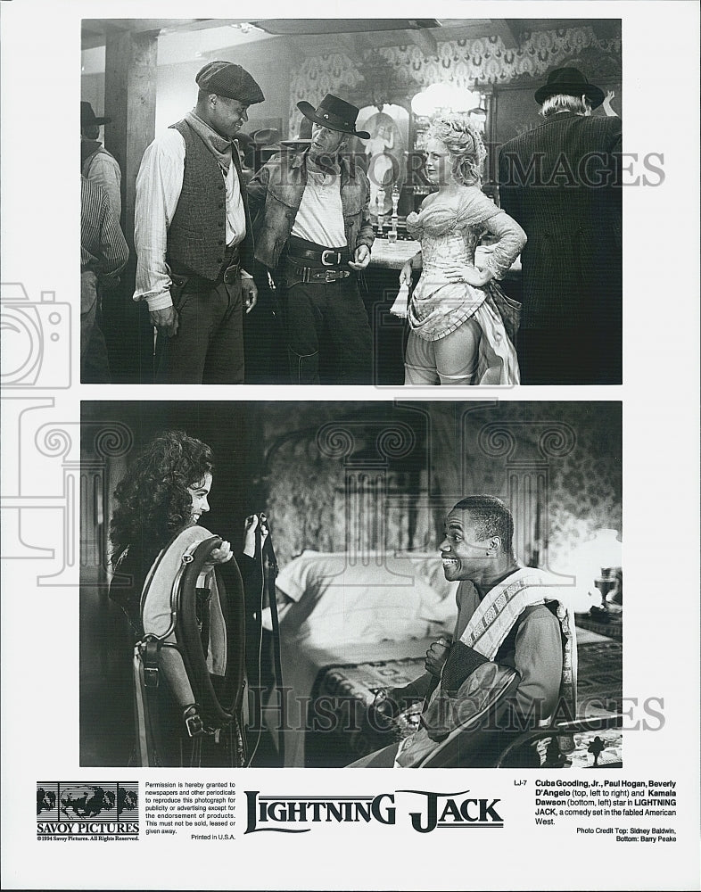 1994 Press Photo Cuba Gooding,Jr., Paul Hogan, Beverly D'Angelo "Lightning Jack" - Historic Images