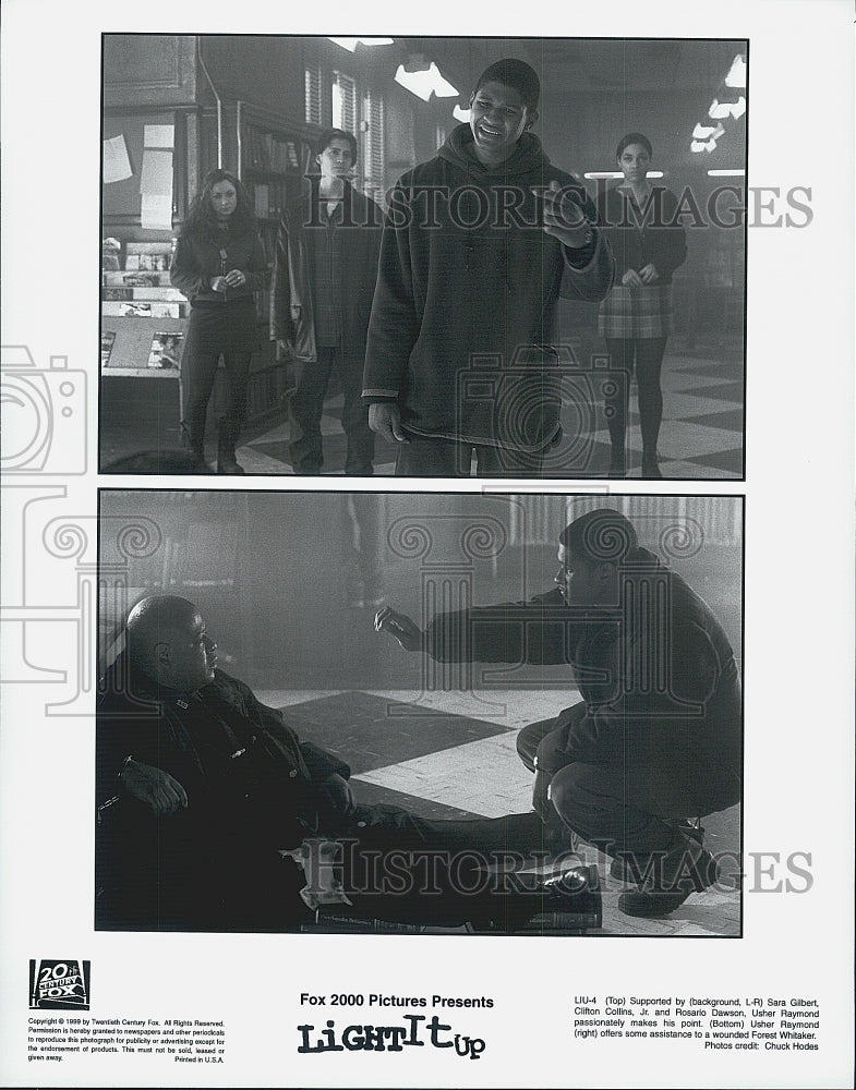 1999 Press Photo Usher Raymond and Forest Whitaker in "Light it Up" - Historic Images