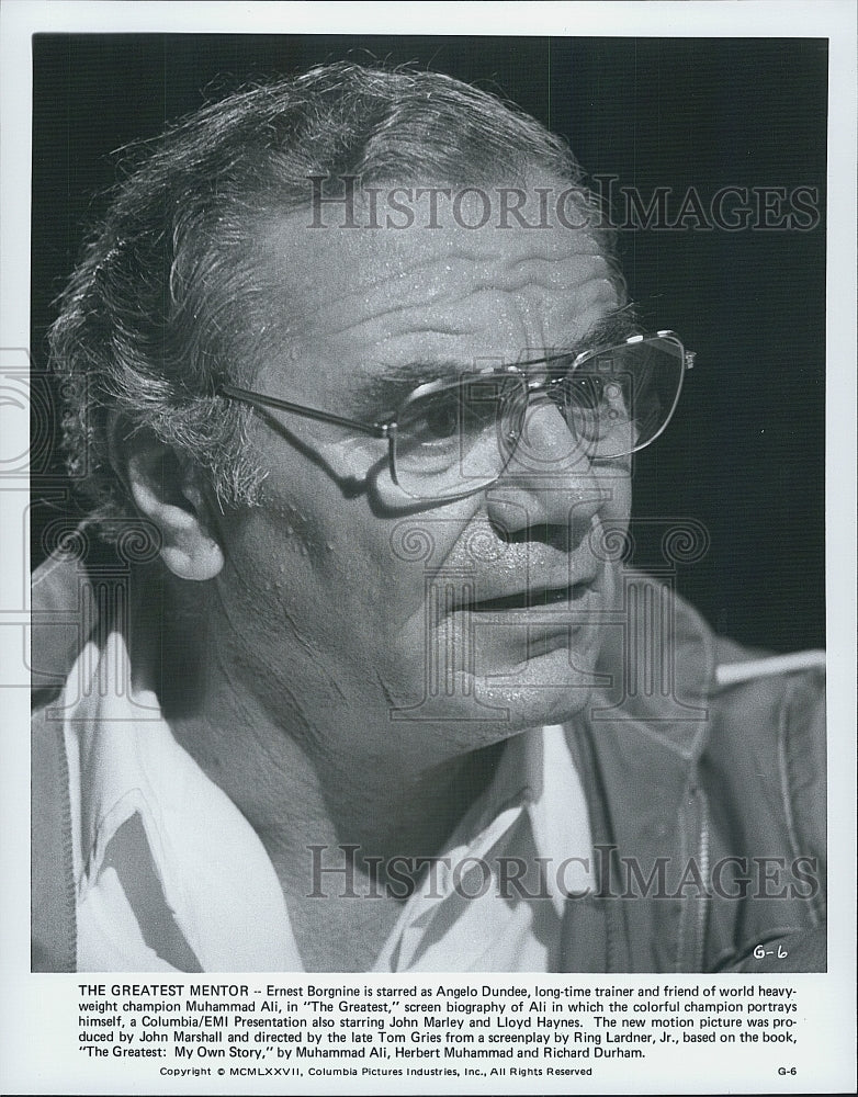 1977 Press Photo Ernest Borgnine in &quot;The Greatest&quot; - Historic Images