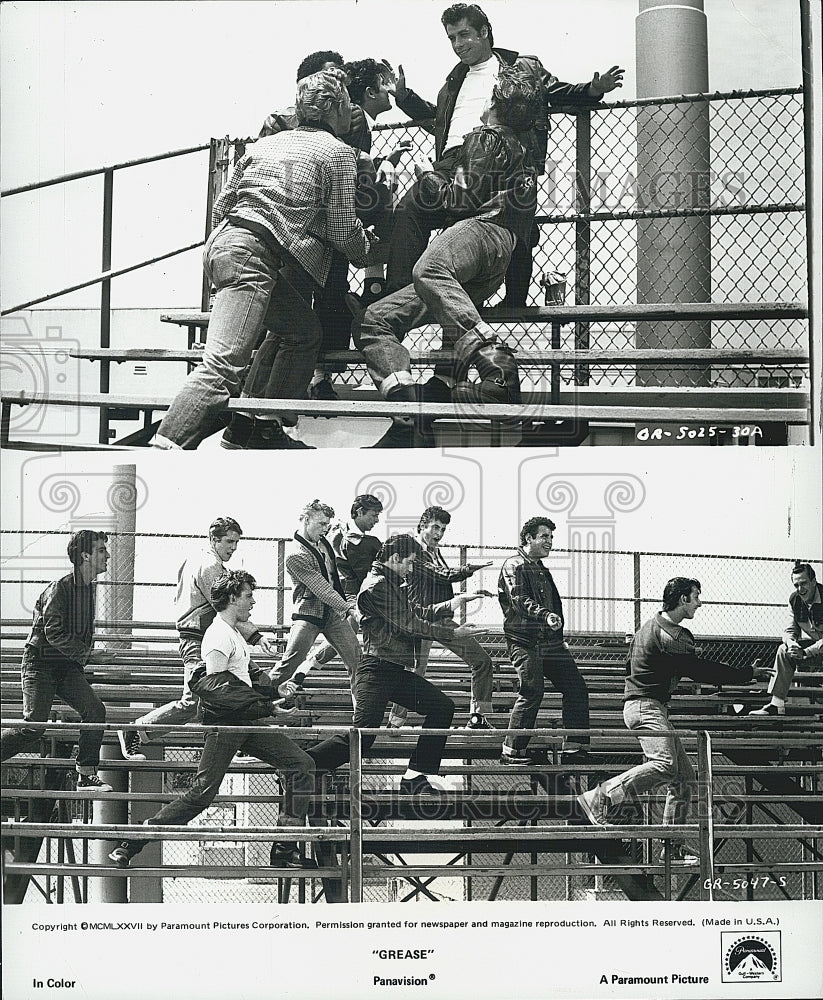 1978 Press Photo John Travolta and the T-Birds &quot;Grease&quot; - Historic Images