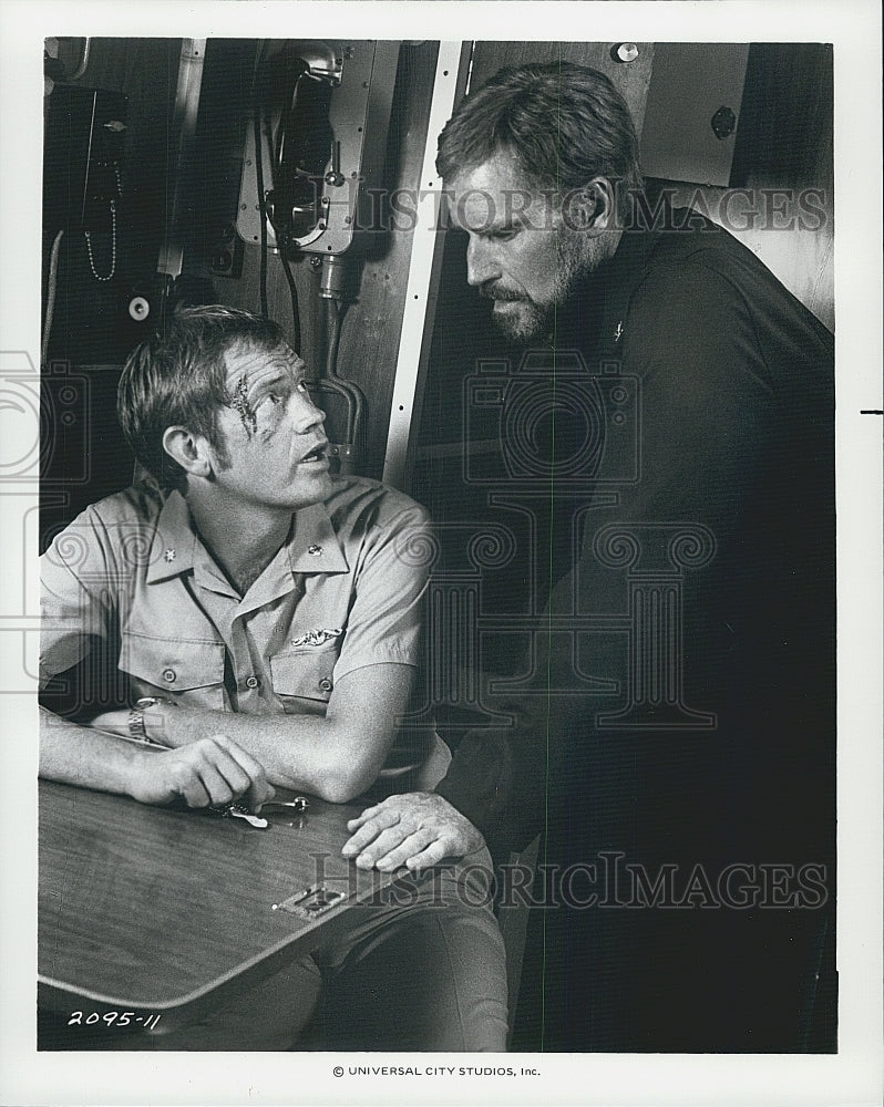 1978 Press Photo Ronny Cox, Charlton Heston &quot;Gray Lady Down&quot; - Historic Images