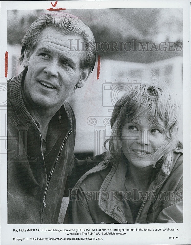 1978 Press Photo &quot;Who&#39;ll Stop The Rain&quot; Nick Nolte &amp; Tuesday Weld - Historic Images