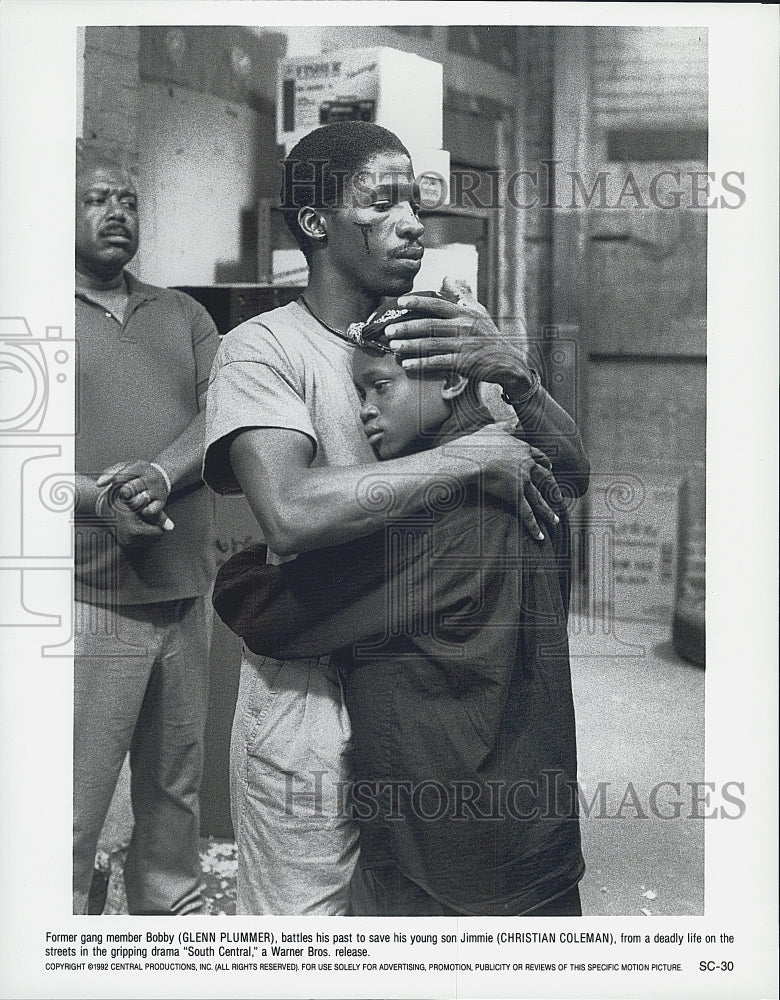 1992 Press Photo Actors Glenn Plummer And Christian Coleman In "South Central" - Historic Images