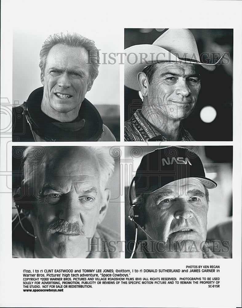 2000 Press Photo Clint Eastwood Tommy Lee Jones Donald Sutherland James Garner - Historic Images