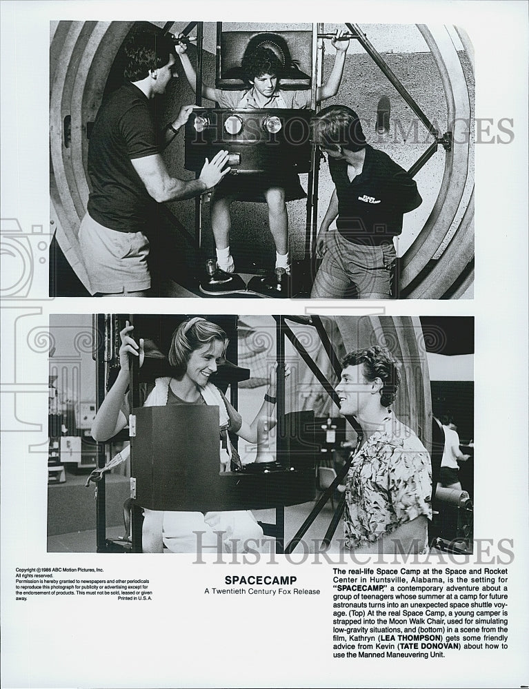 1986 Press Photo Lea Thompson &amp; Tate Donovan Star In Spacecamp - Historic Images