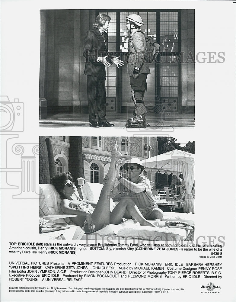 1983 Press Photo &quot;Splitting Heirs&quot; Eric Idle,Rick Moranis,Catherine Zeta Jones - Historic Images