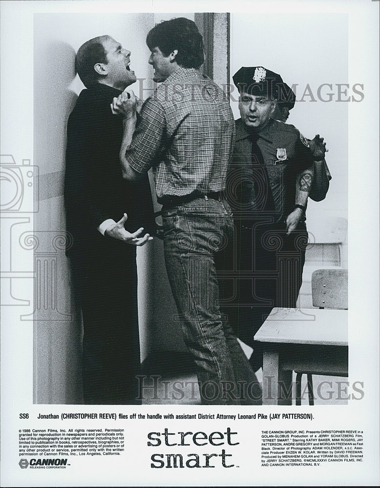 1986 Press Photo &quot;Street Smart&quot; Christopher Reeve &amp; Jay Patterson - Historic Images