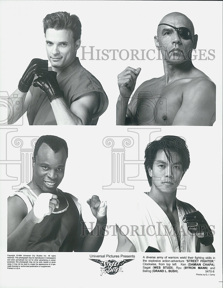 1994 Press Photo D.Chapa, Wes Studi, B. Mann, G. Bush "Street Fighter" - Historic Images