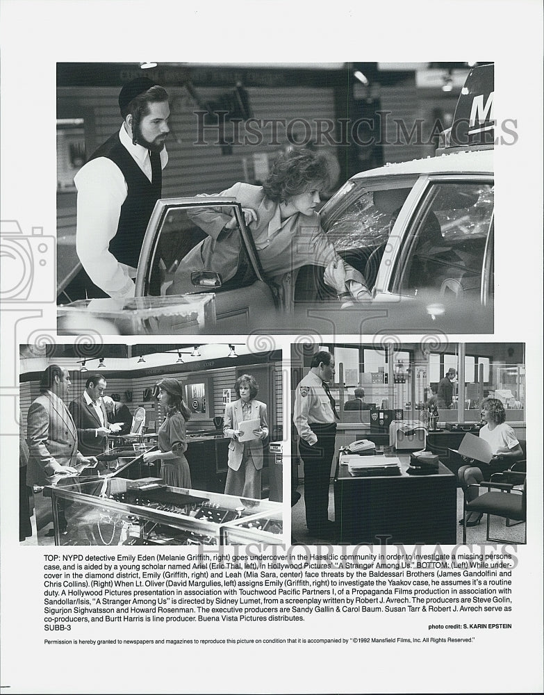 1992 Press Photo Melanie Griffith, Eric Thal, James Gandolfini, Chris Collins - Historic Images