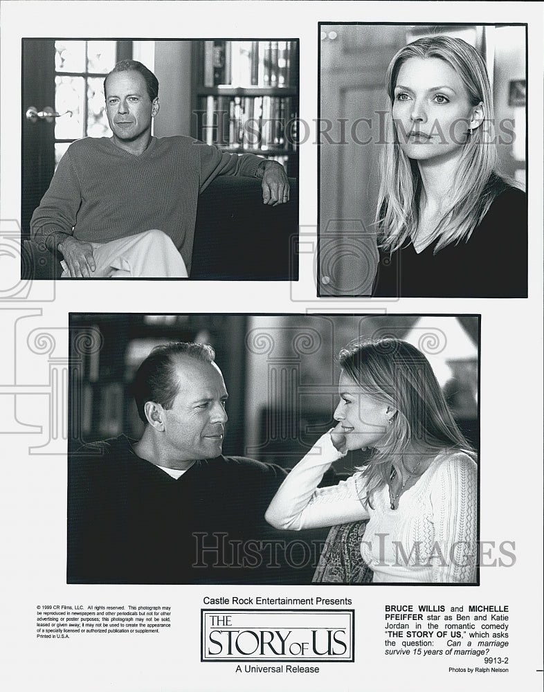 1999 Press Photo Actors Bruce Willis And Michelle Pfeiffer In &quot;The Story Of Us&quot; - Historic Images