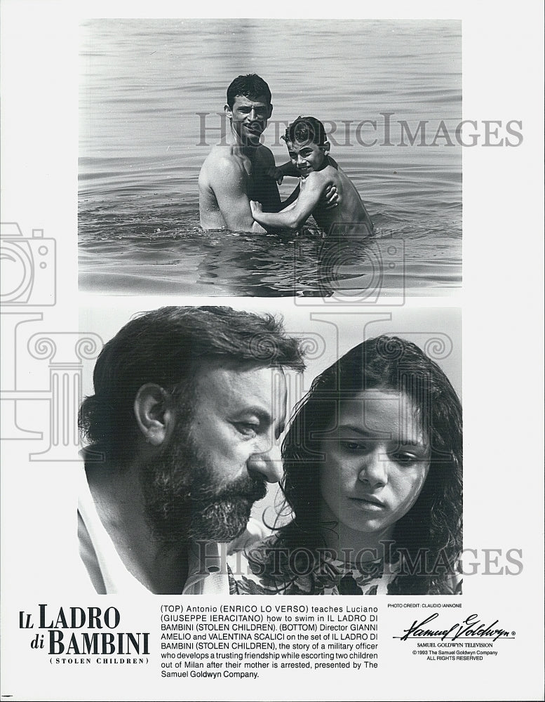 1992 Press Photo Lo Verso, Ieracitano, Amelio &amp; Scalici In &quot;Il Ladro di Bambini&quot; - Historic Images