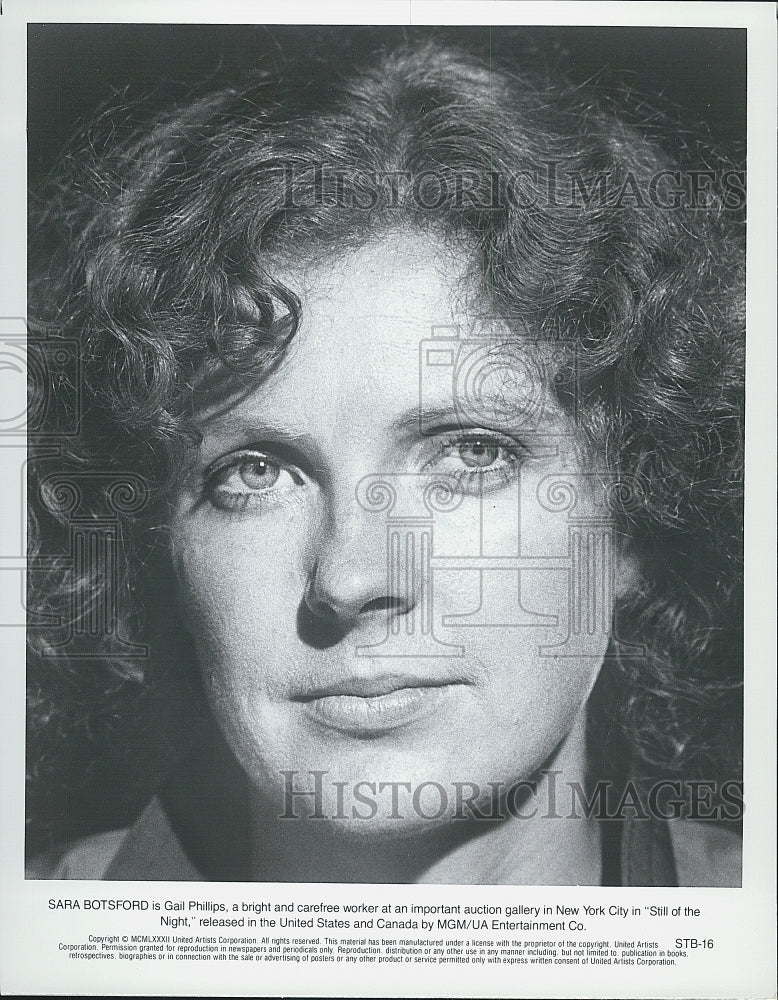 1982 Press Photo Sara Botsford In Movie "Still Of The Night" - Historic Images