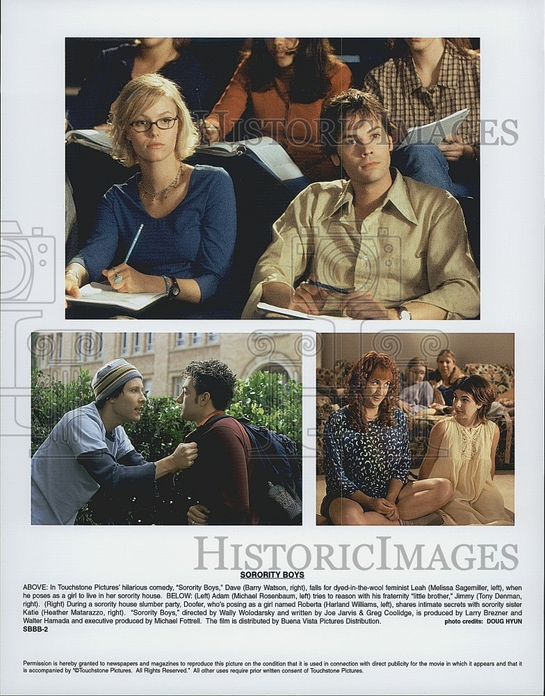 2002 Press Photo &quot;Sorority Boys&quot; H Williams,B Watson,M Rosenbaum,M Sagemiller - Historic Images