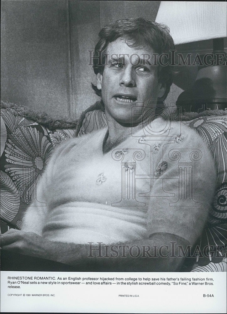 1981 Press Photo Ryan O&#39;Neal in the film &quot;So Fine&quot; - Historic Images