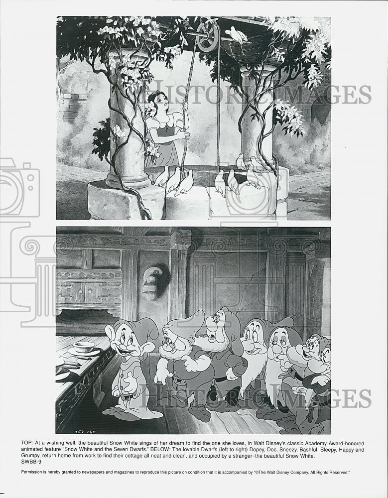 1987 Press Photo "Snow White & the Seven Dwarfs" Animated Film - Historic Images