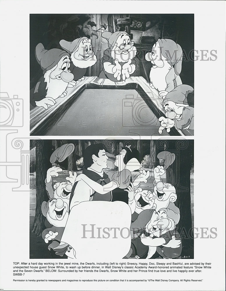 1993 Press Photo  "Snow White & the Seven Dwarfs" Animated Film - Historic Images