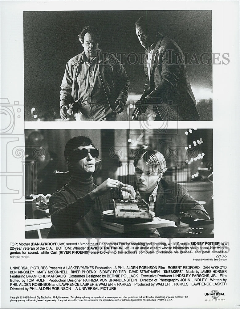 1992 Press Photo &quot;Sneakers&quot; Dan Akroyd,Sidney Poitier,D Strathairn,R Phoenix - Historic Images