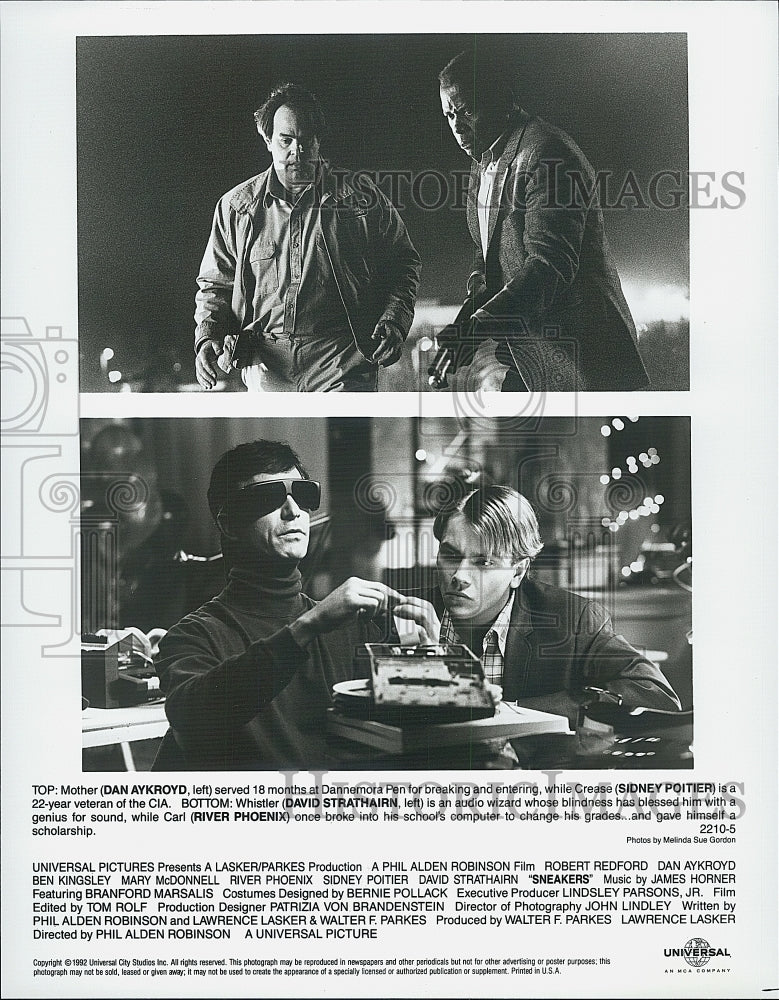 1992 Press Photo "Sneakers" Dan Akroyd,Sidney Poitier,D Strathairn,R Phoenix - Historic Images