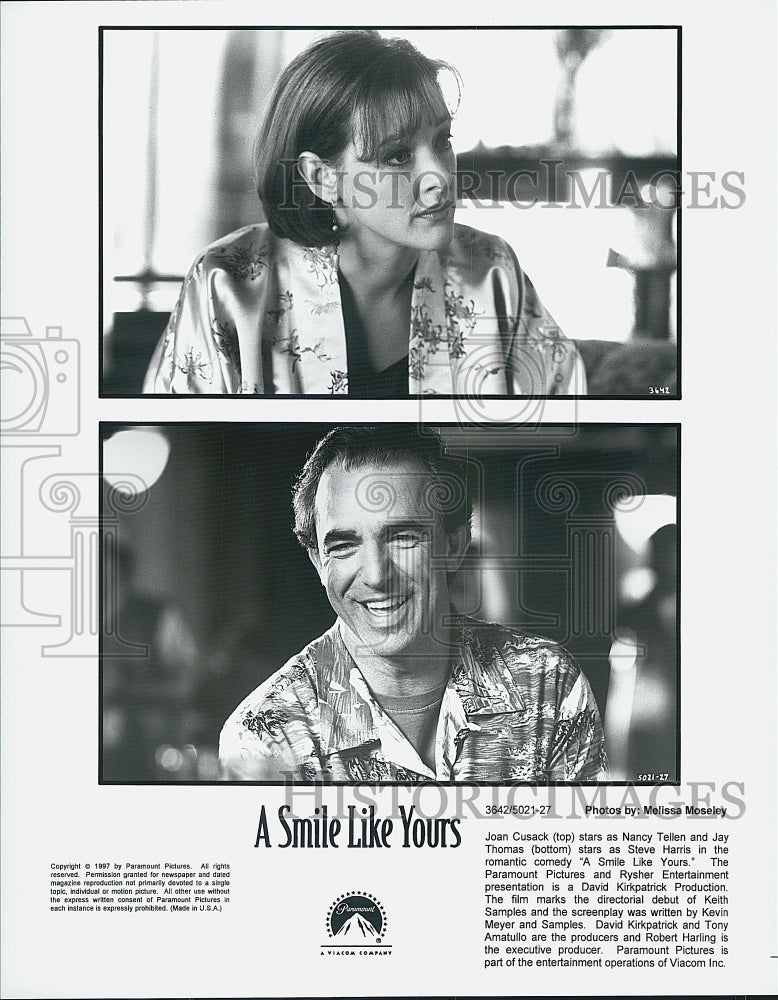 1997 Press Photo Joan Cusack &amp; Jay Thomas Star in &quot;A Smile Like Yours&quot; - Historic Images