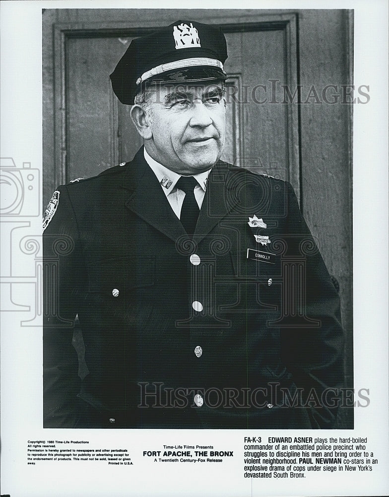 1980 Press Photo Actor Edward Asner Starring In Film "Fort Apache, The Bronx" - Historic Images