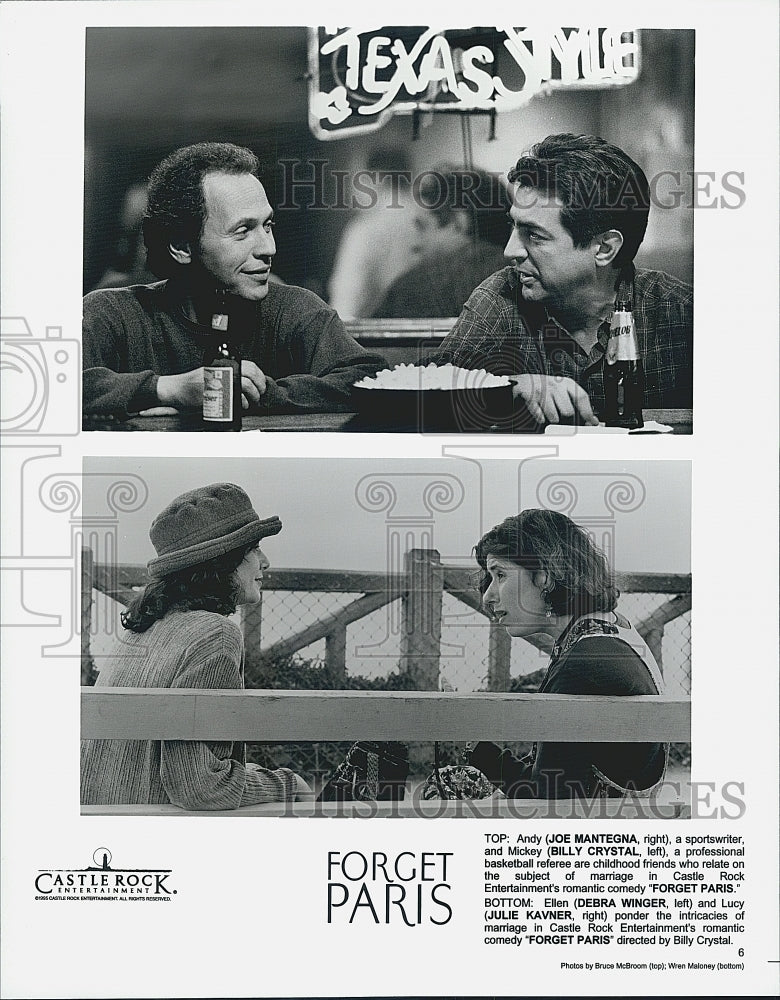 1995 Press Photo Joe Mantegna, Billy Crystal And Debra Winger In "Forget Paris" - Historic Images