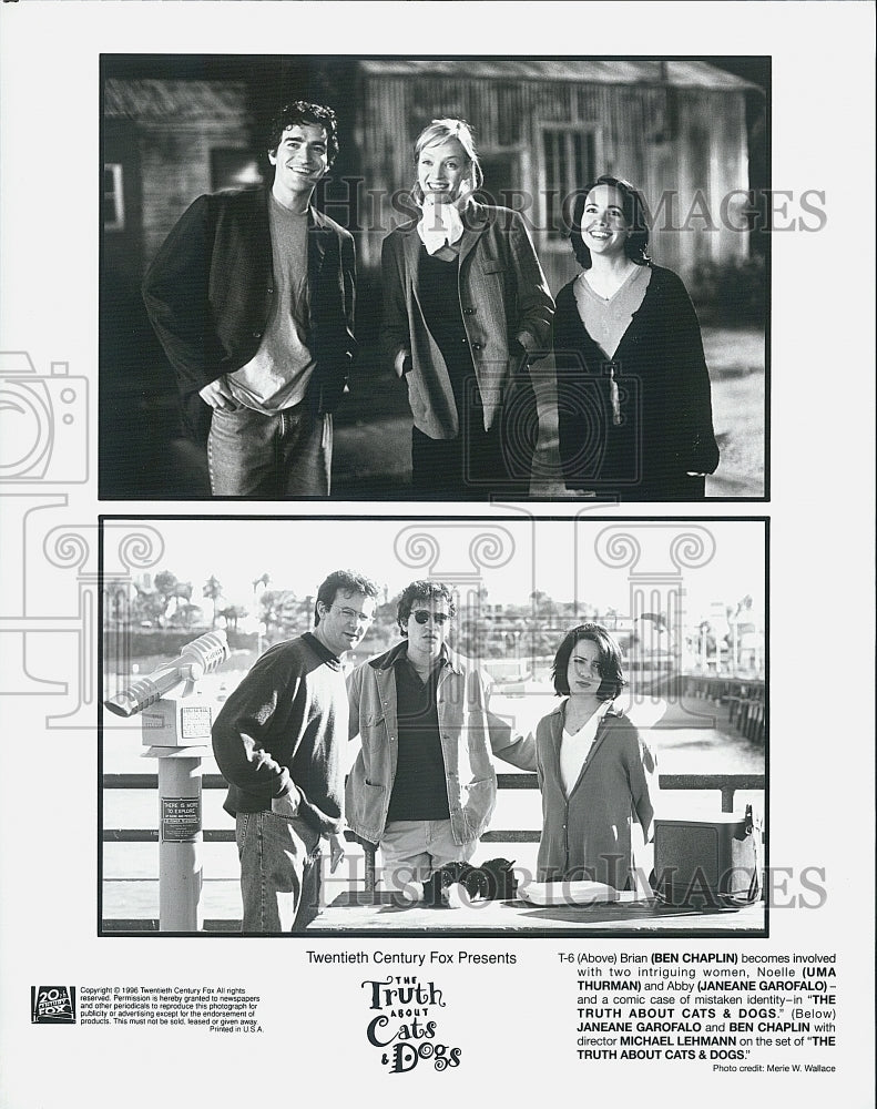 1996 Press Photo Ben Chaplin, Janeane Garofalo &quot;The Truth About Cats &amp; Dogs&quot; - Historic Images