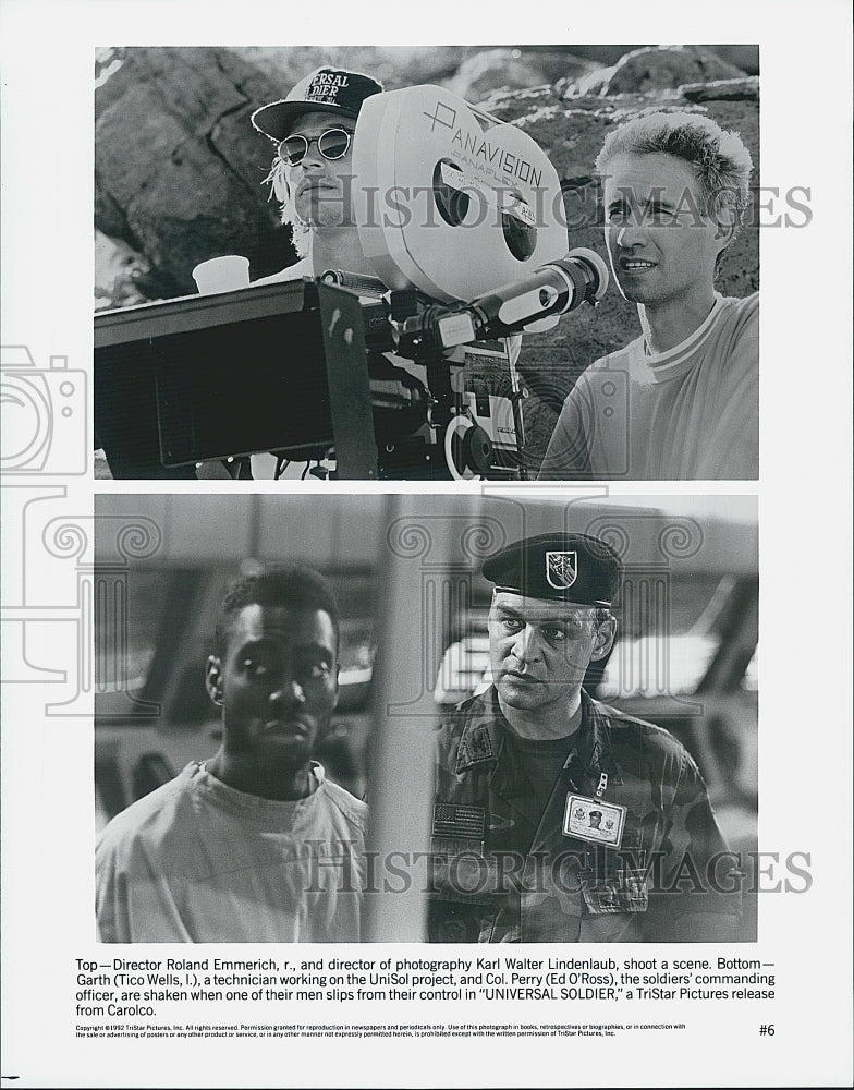 1992 Press Photo Director Roland Emmerich, K. Lindelaub &quot;Universal Soldier&quot; - Historic Images