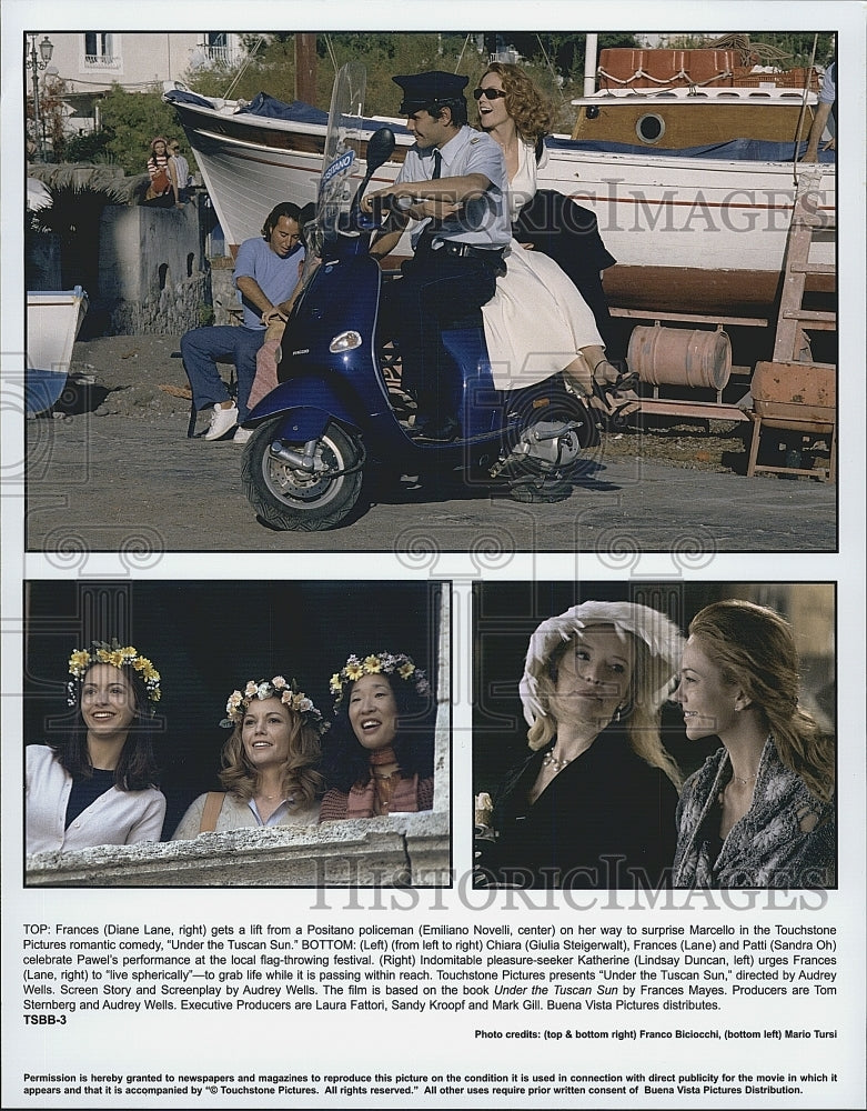 2003 Press Photo Diane Lane, Giulia Steigerwalt, Sandra Oh"Under the Tuscan Sun" - Historic Images