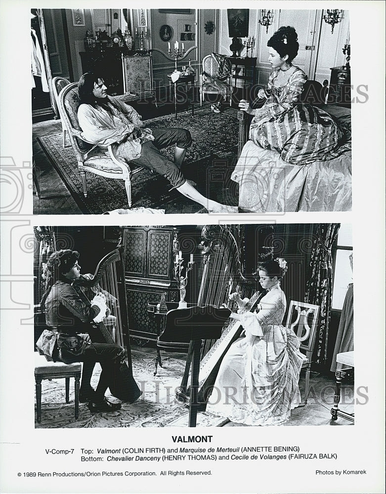 1989 Press Photo Actors Annette Bening, Henry Thomas, Fairuza Balk In "Valmont" - Historic Images