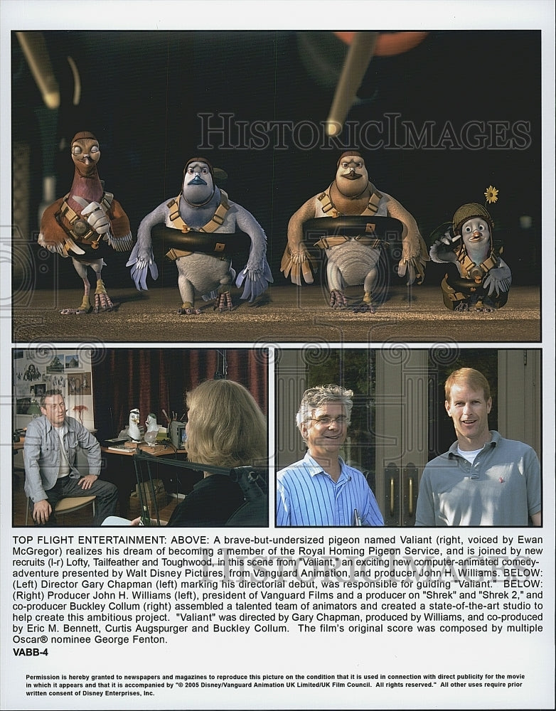 2005 Press Photo Walt Disney Computer-Animated Film &quot;Valiant&quot; With Director - Historic Images