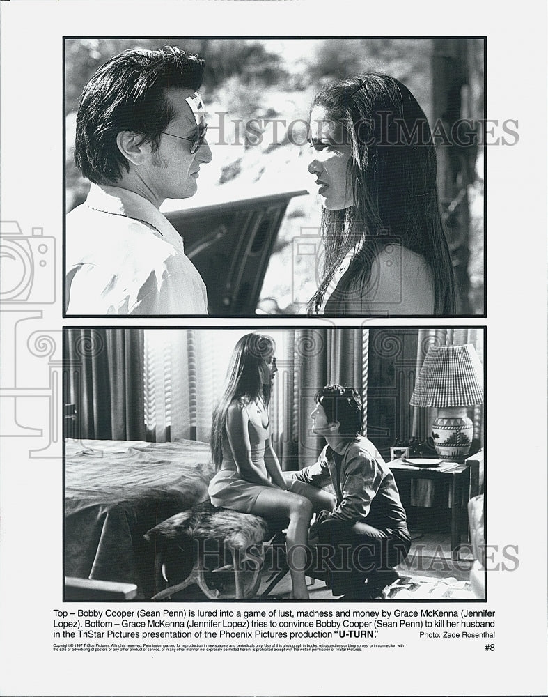 1998 Press Photo Sean Penn &amp; Jennifer Lopez Star In U-Turn - Historic Images