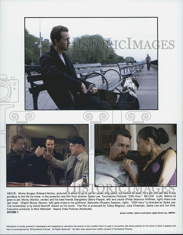 2002 Press Photo Edward Norton, Barry Peper And Rosario Dawson In &quot;25th Hour&quot; - Historic Images