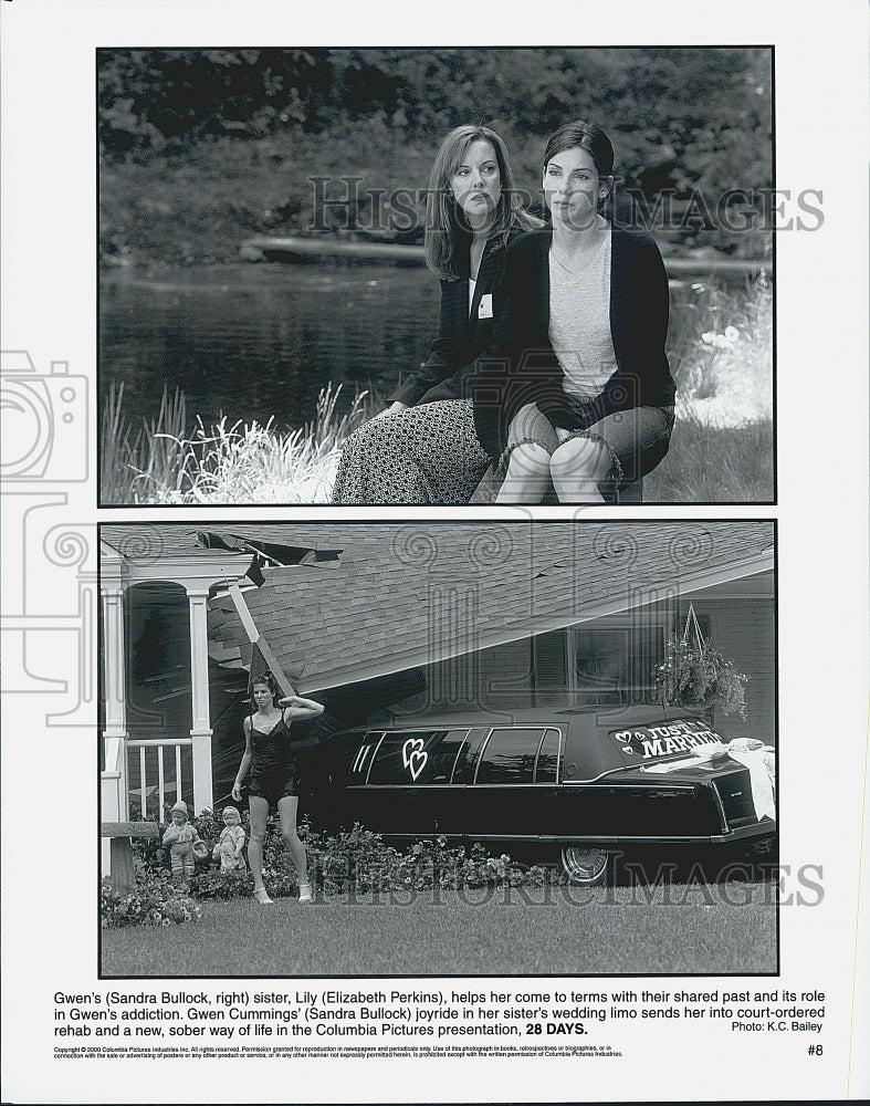 2000 Press Photo Actors Sandra Bullock And Elizabeth Perkins In Film "28 Days" - Historic Images