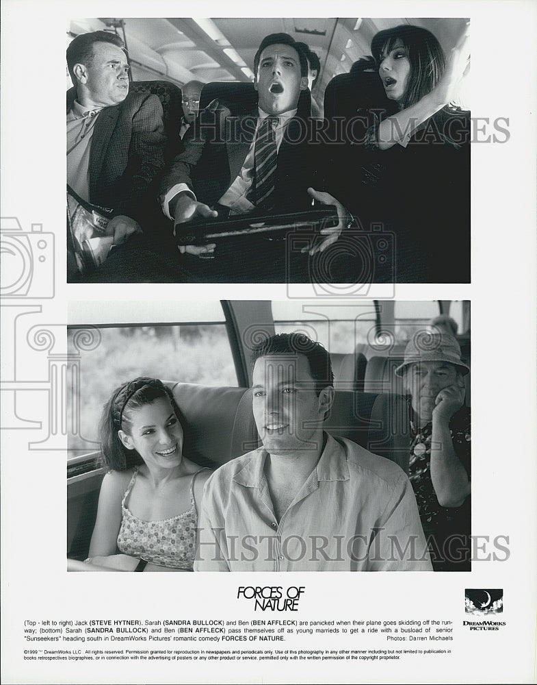 1999 Press Photo  &quot;Forces Of Nature&quot; Sandra Bullock,Ben Affleck,Steve Hynter - Historic Images