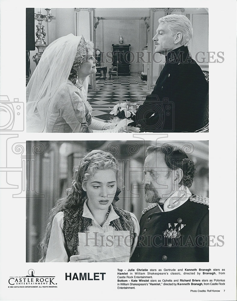 1996 Press Photo Actors Julie Christie And Kenneth Branagh In Film "Hamlet" - Historic Images
