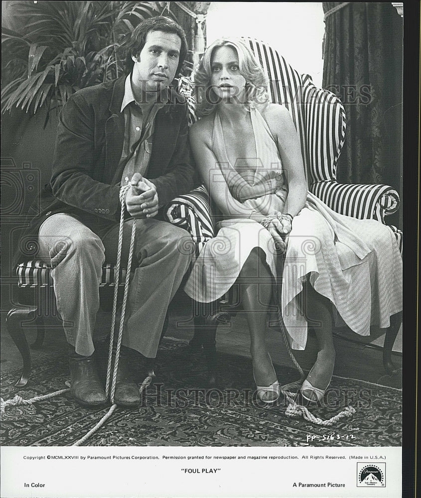 1978 Press Photo  "Foul Play" Goldie Hawn & Chevy Chase - Historic Images