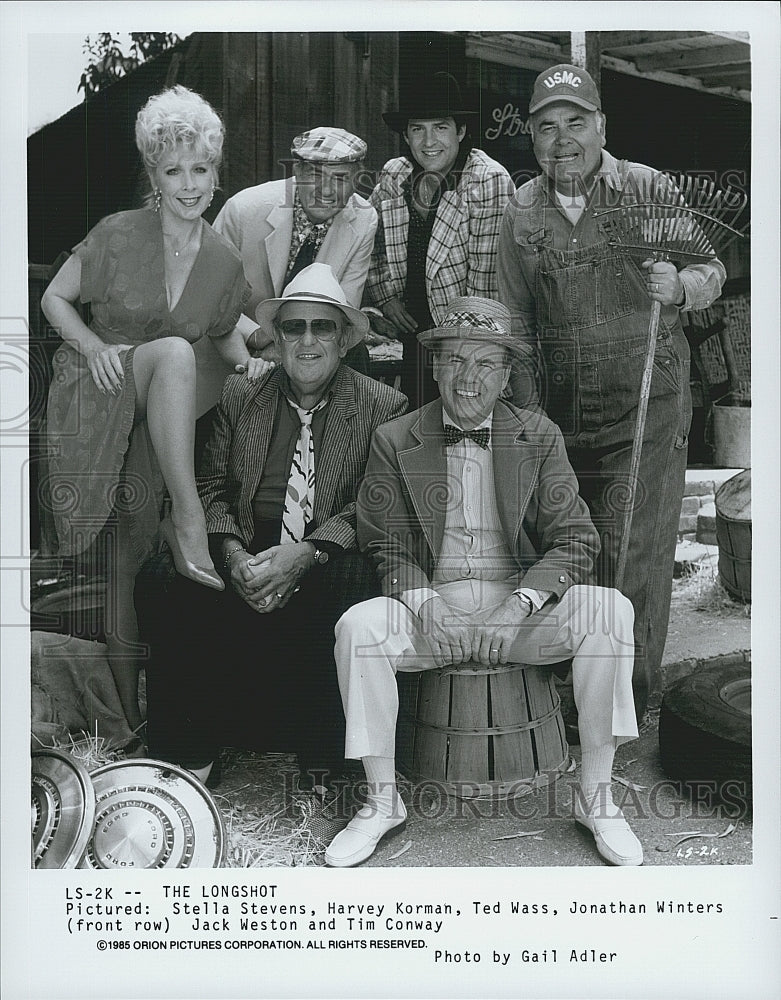 1985 Press Photo  &quot;The Longshot&quot; Harvey Korman,Ted Wass,Jack Weston,Tim Conway - Historic Images