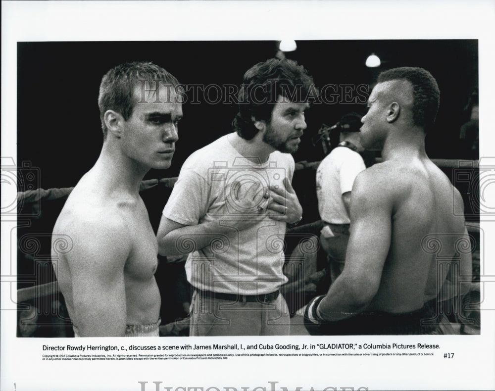 1992 Press Photo Rowdy Herrington, James Marshall, Cuba Gooding Jr. "Gladiator" - Historic Images