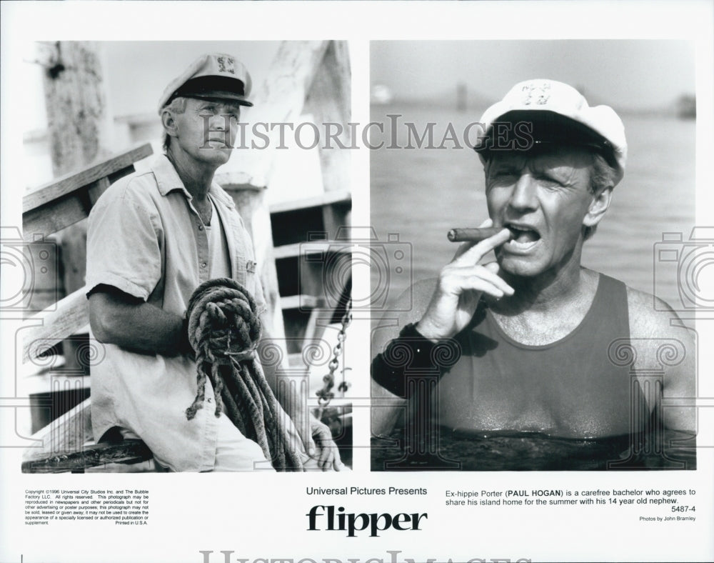 1996 Press Photo Actor Paul Hogan Starring In Family Film &quot;Flipper&quot; - DFPG73329 - Historic Images