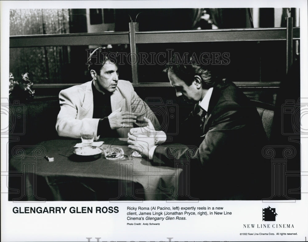 1992 Press Photo Actors Al Pacino And Jonathan Pryce "Glengarry Glen Ross" - Historic Images