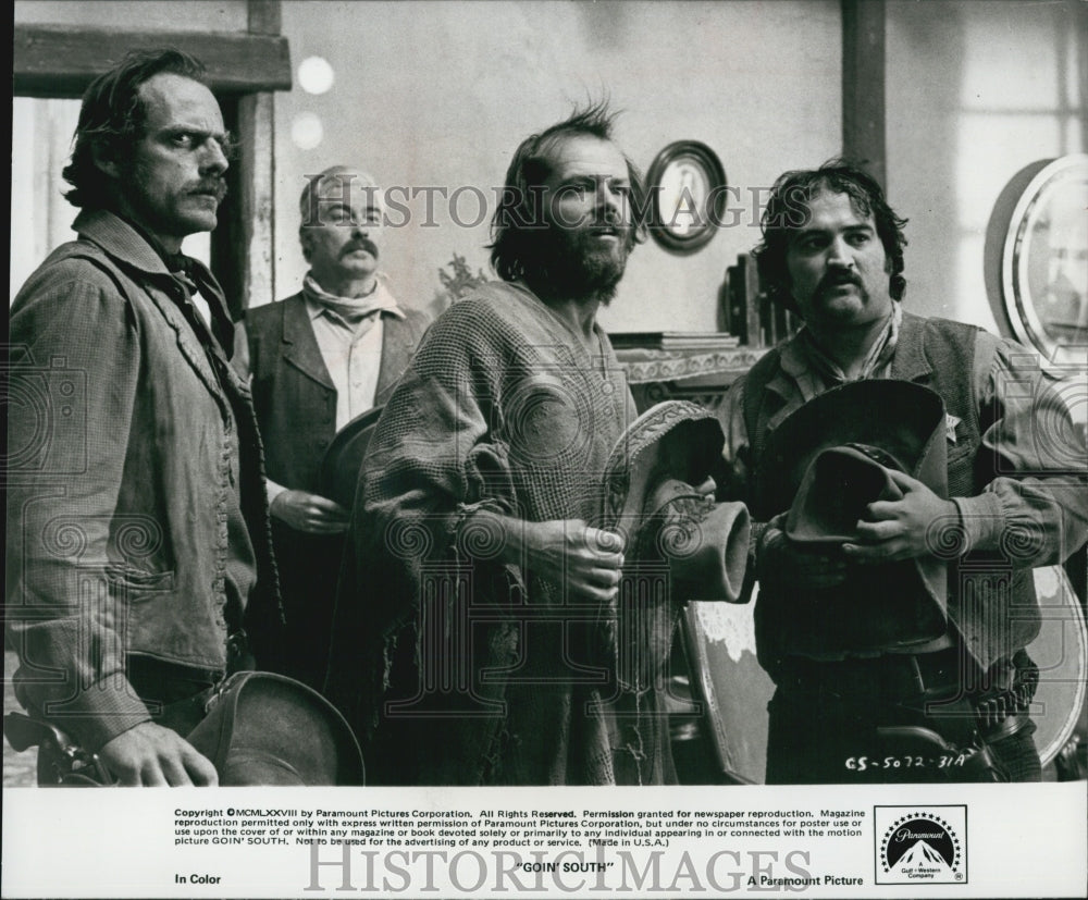 1978 Press Photo Nicholson, Lloyd, Bradford, Belushi in "Going South" - Historic Images