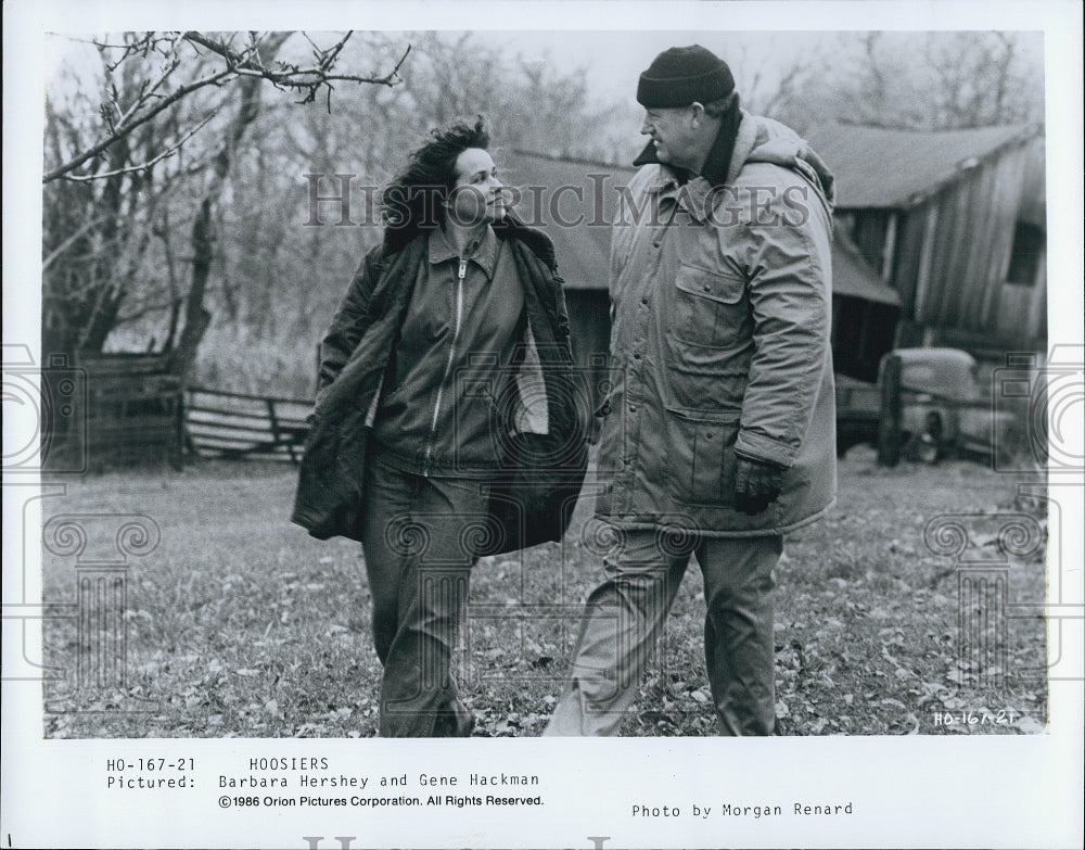 1986 Press Photo  &quot;Hoosiers&quot; starring Gene Hackman&amp; Barbara Hershey - Historic Images