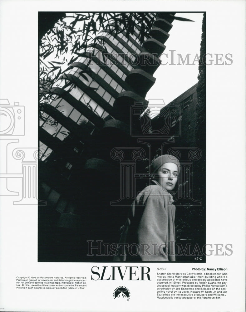 1993 Press Photo Actress Sharon Stone in "Sliver" Film - Historic Images