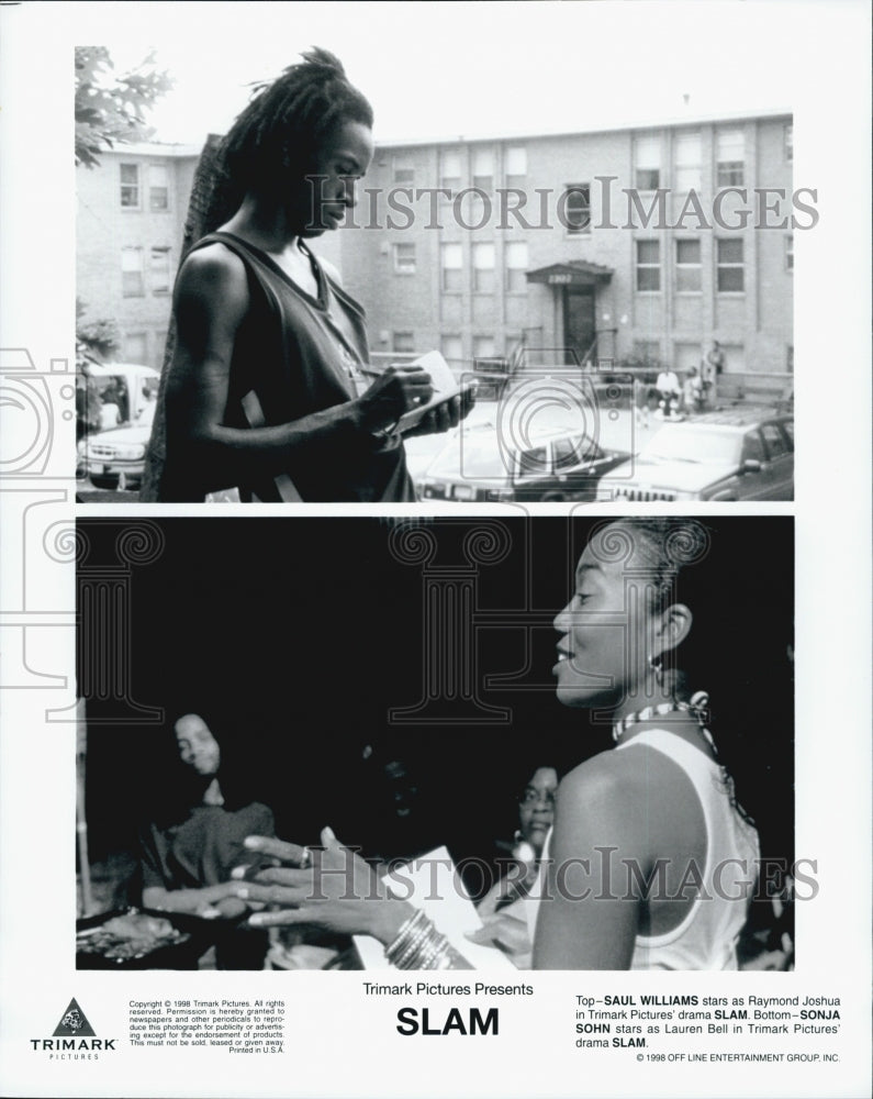 1998 Press Photo Saul Williams &amp; Sonya Sohn in &quot;Slam&quot; - DFPG74829 - Historic Images