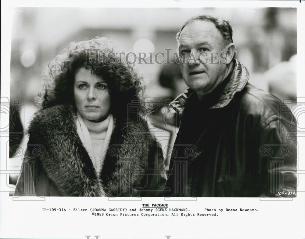 1989 Press Photo Joanna Cassidy And Gene Hackman In &quot;The Package&quot; - Historic Images