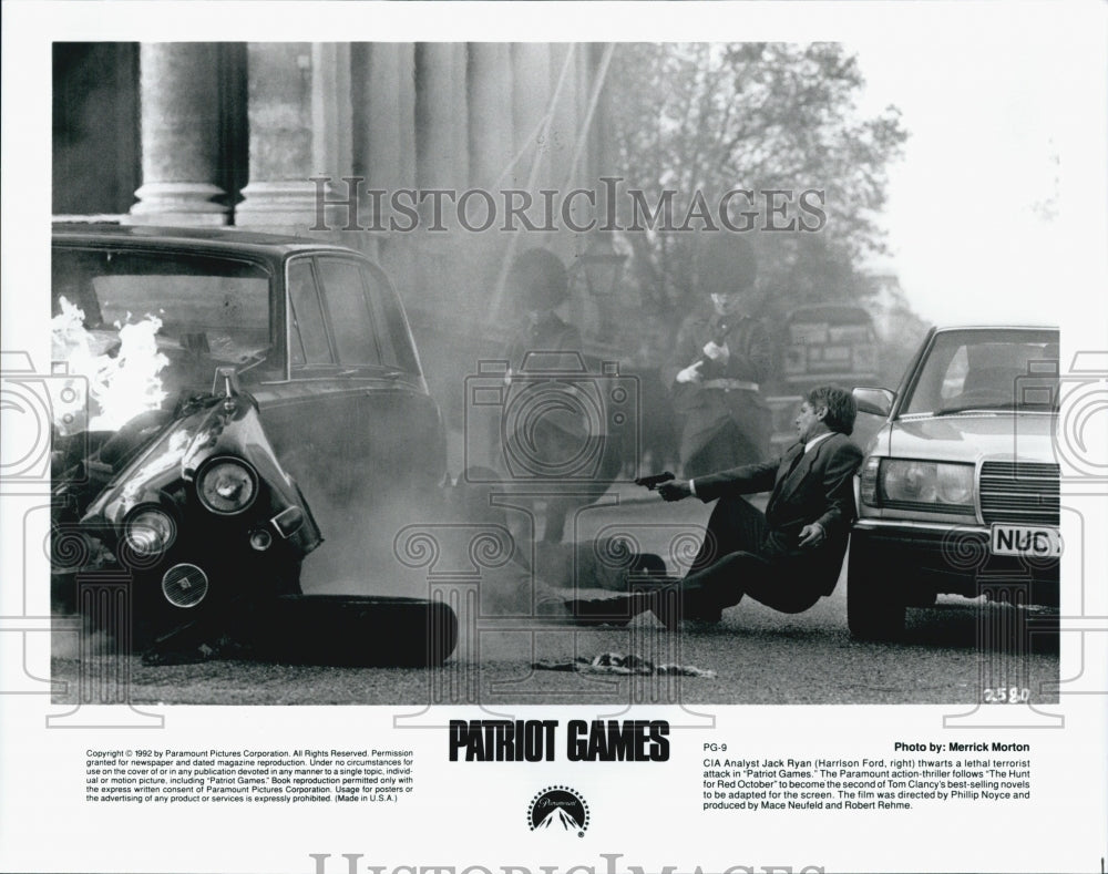 1992 Press Photo Harrison Ford in &quot;Patriot Games&quot; - Historic Images