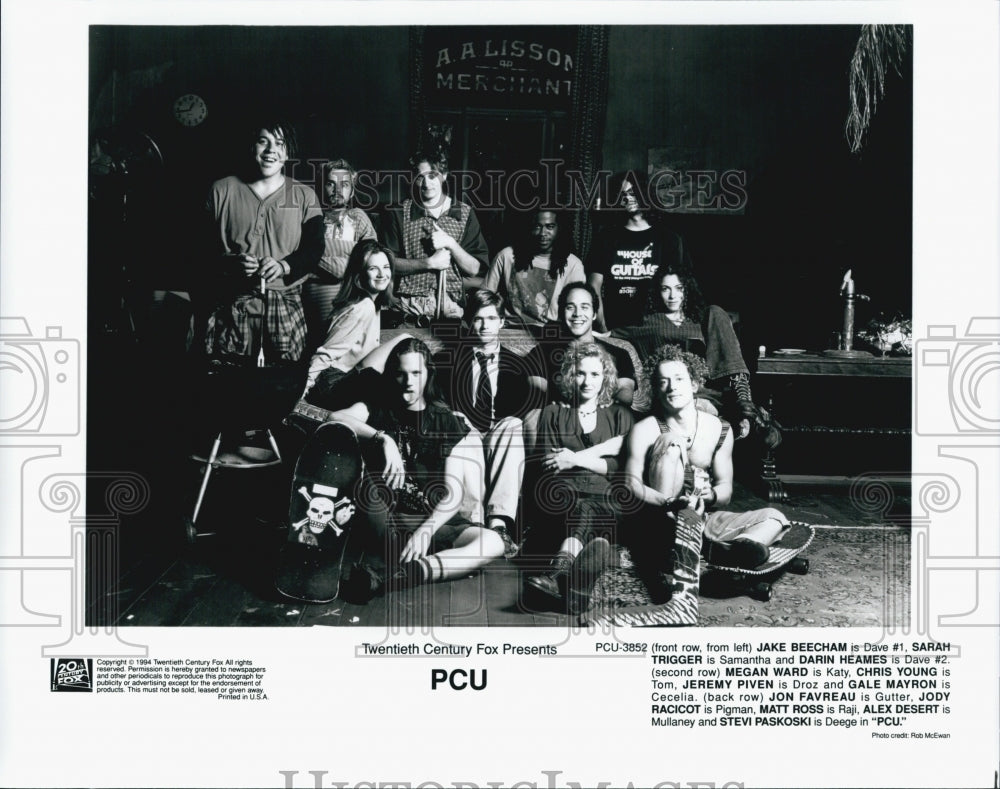 1994 Press Photo Cast of "PCU" Film w Jake Beecham, Sarah Trigger, Darin Heames - Historic Images